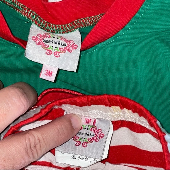 Smocked A Lot | Santa Appliqué Christmas Pajamas Set Infant Baby Boys Size 3m - Picture 4 of 6